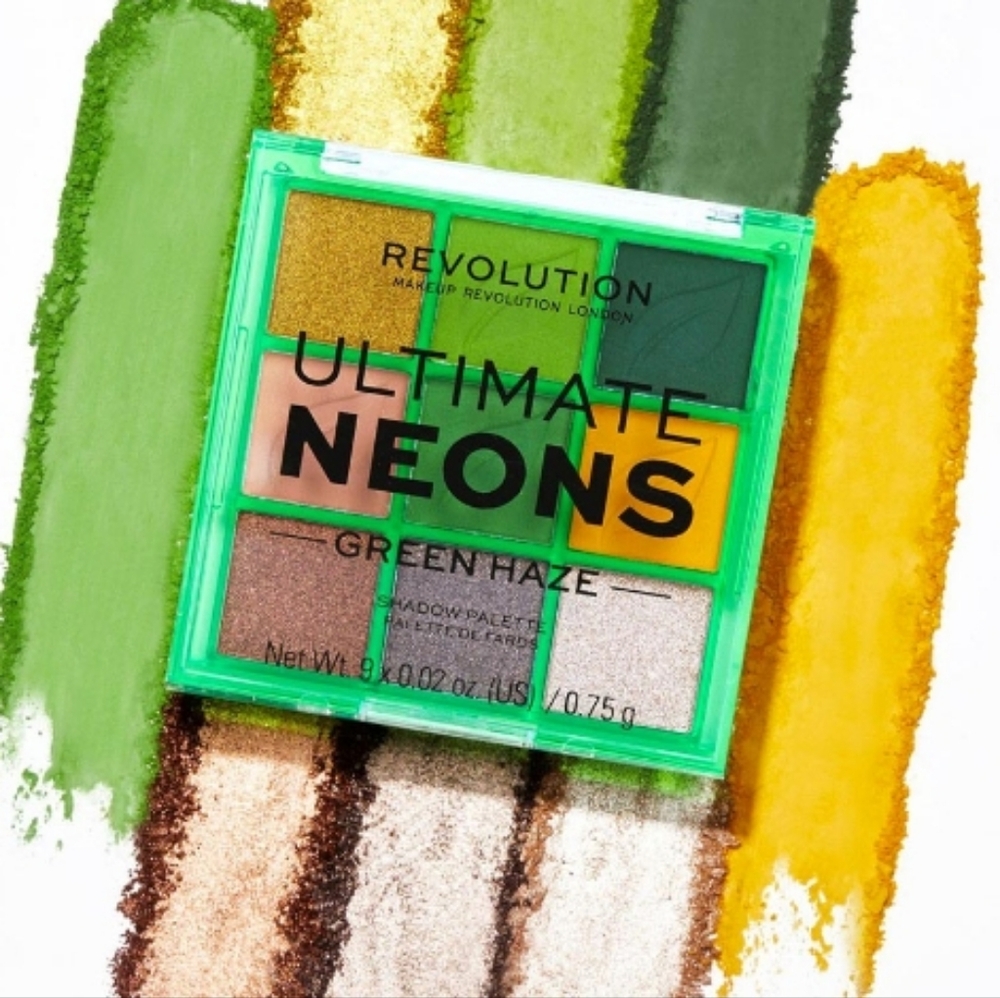 Revolution Ultimate Neons Travel Eyeshdow Palette New 2pc Metallics and shimmer